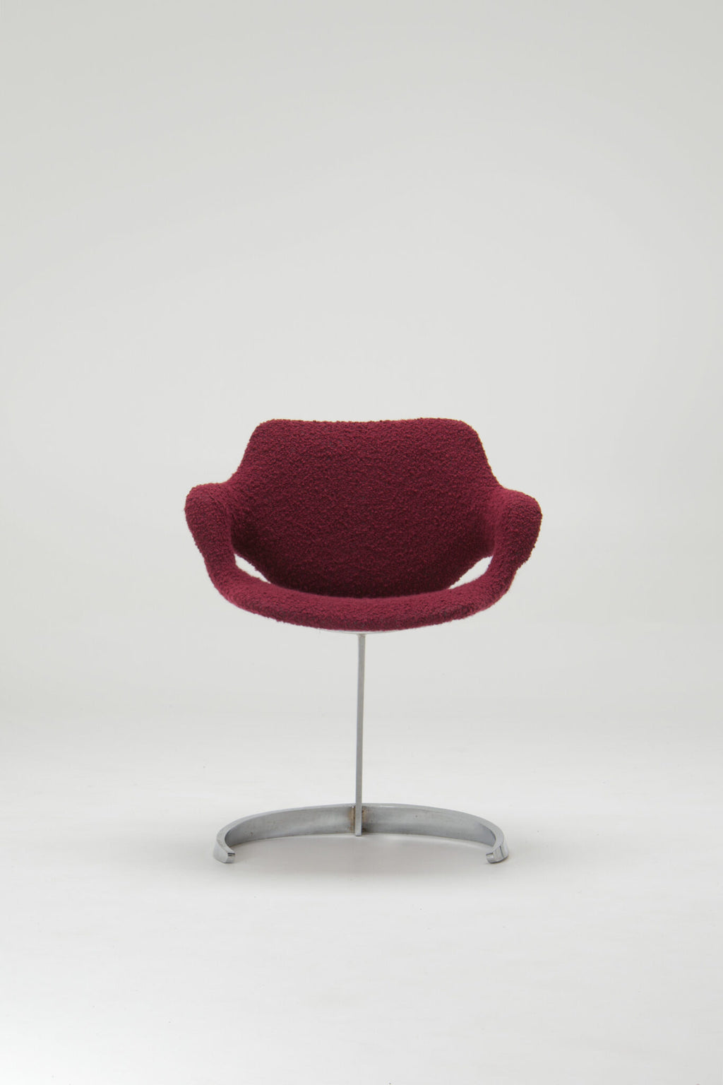 Boris Tabacoff Sculptural “Scimitar” Dining Set in Burgundy Bouclé