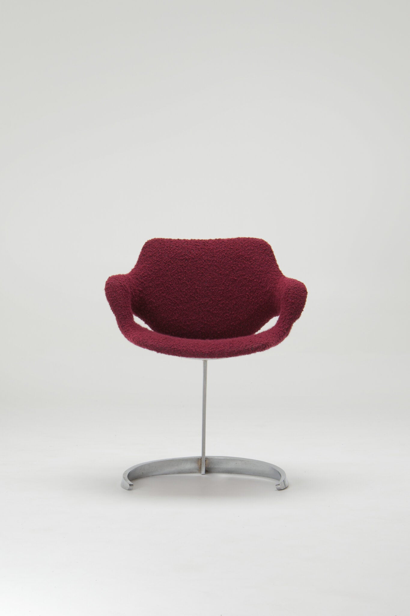Boris Tabacoff Sculptural “Scimitar” Dining Set in Burgundy Bouclé