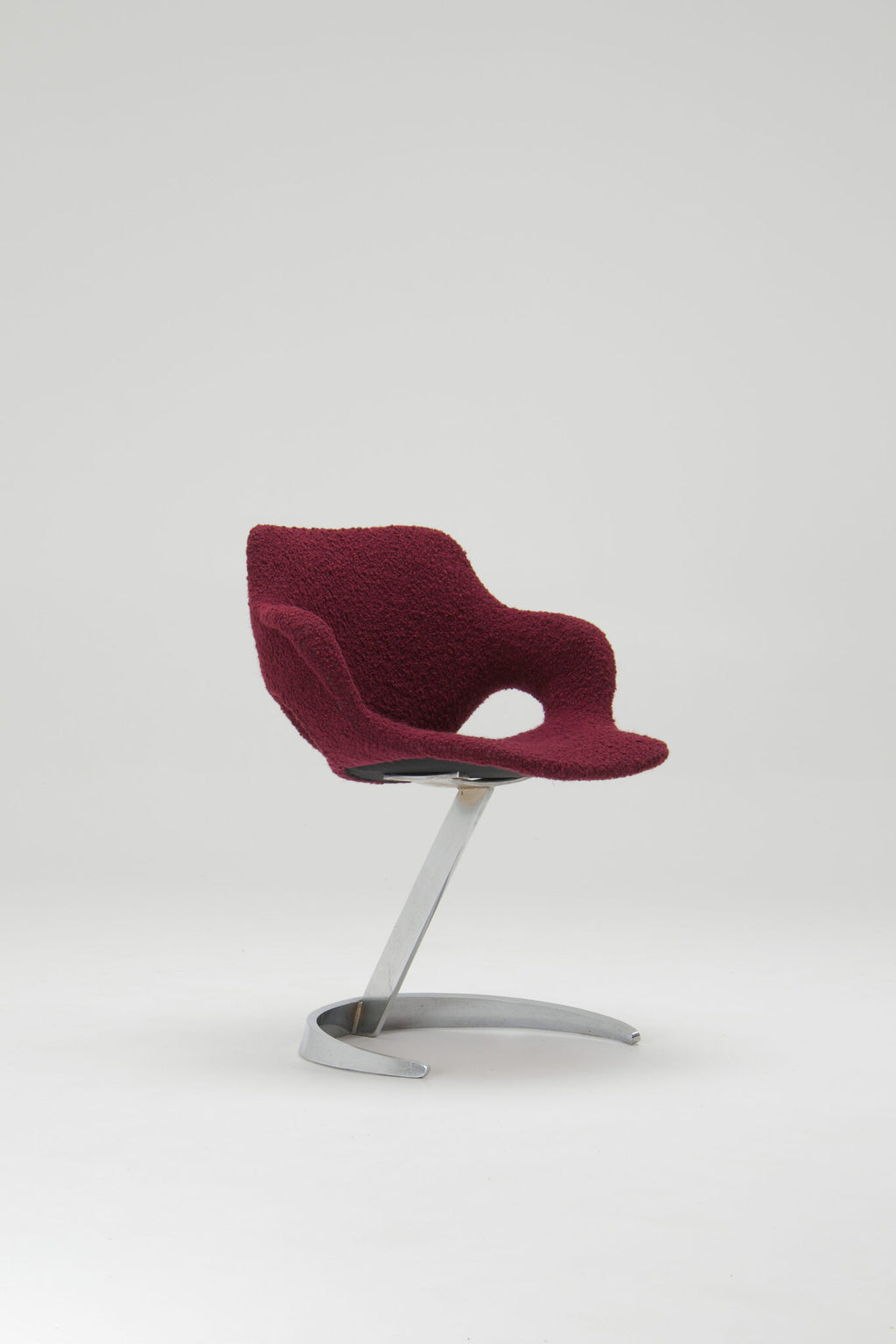 Boris Tabacoff Sculptural “Scimitar” Dining Set in Burgundy Bouclé