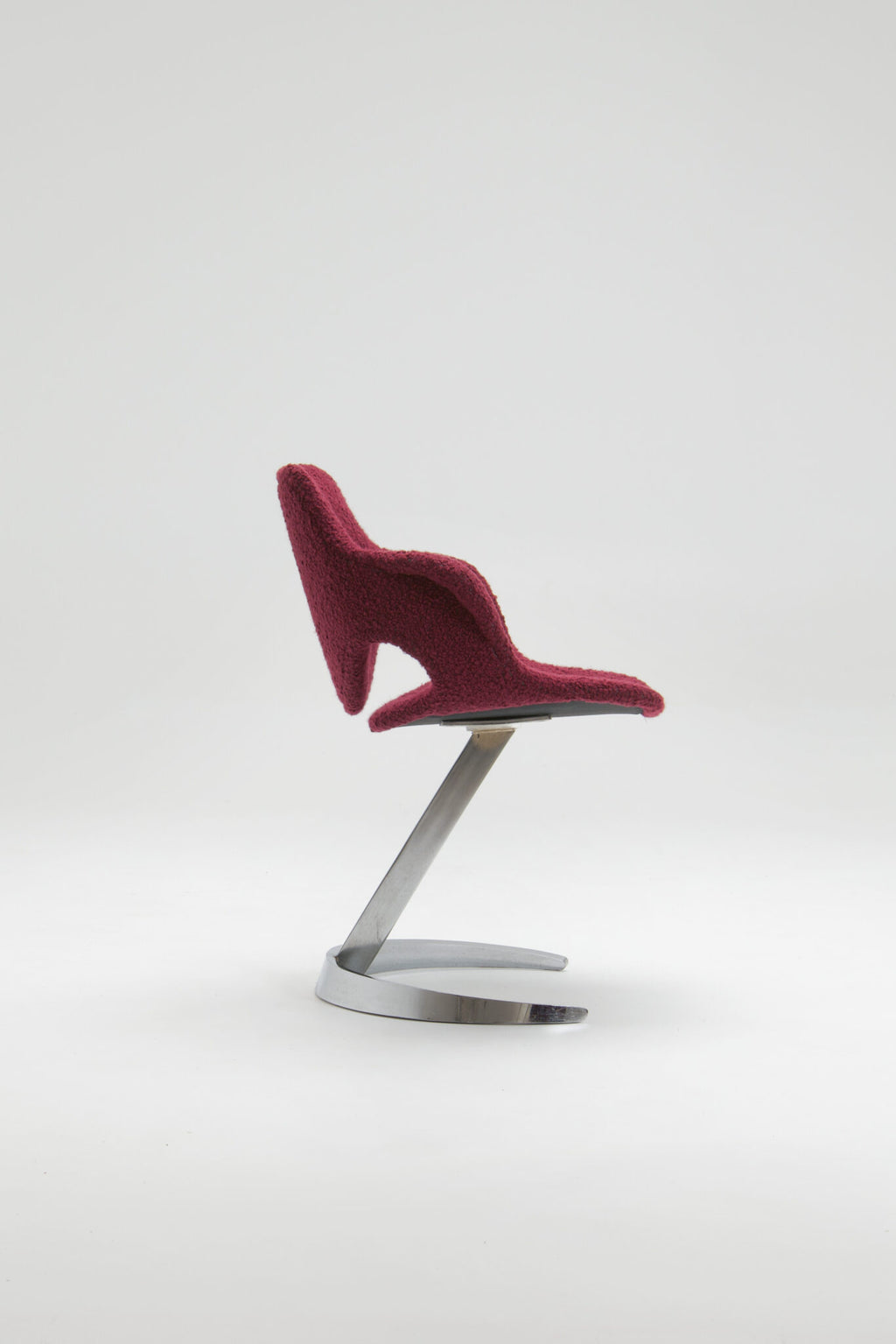 Boris Tabacoff Sculptural “Scimitar” Dining Set in Burgundy Bouclé