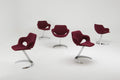 Boris Tabacoff, Sculptural Scimitar Dining Set, burgundy bouclé