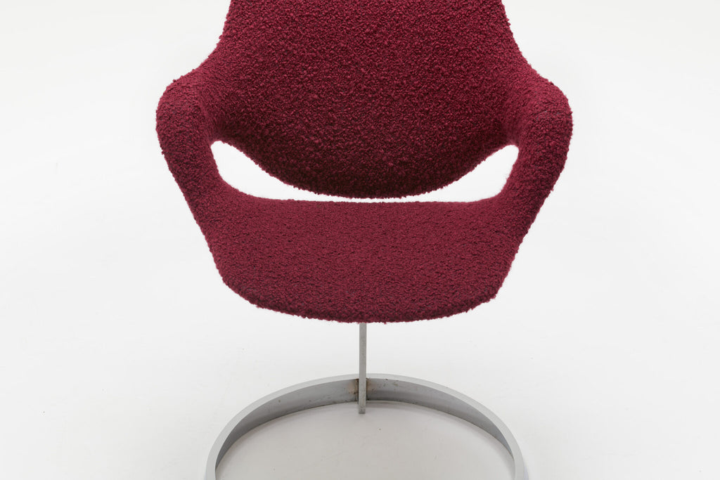 Boris Tabacoff Sculptural “Scimitar” Dining Set in Burgundy Bouclé