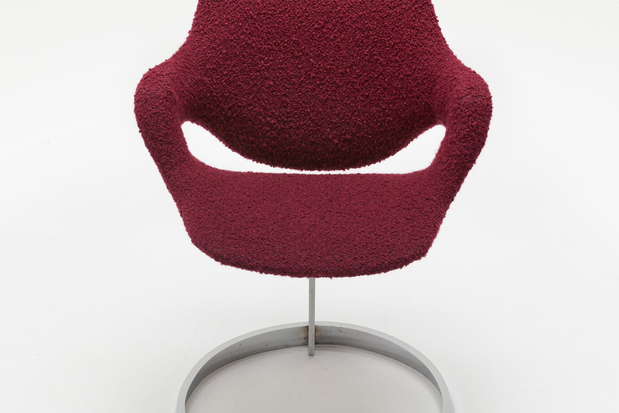 Boris Tabacoff Sculptural “Scimitar” Dining Set in Burgundy Bouclé