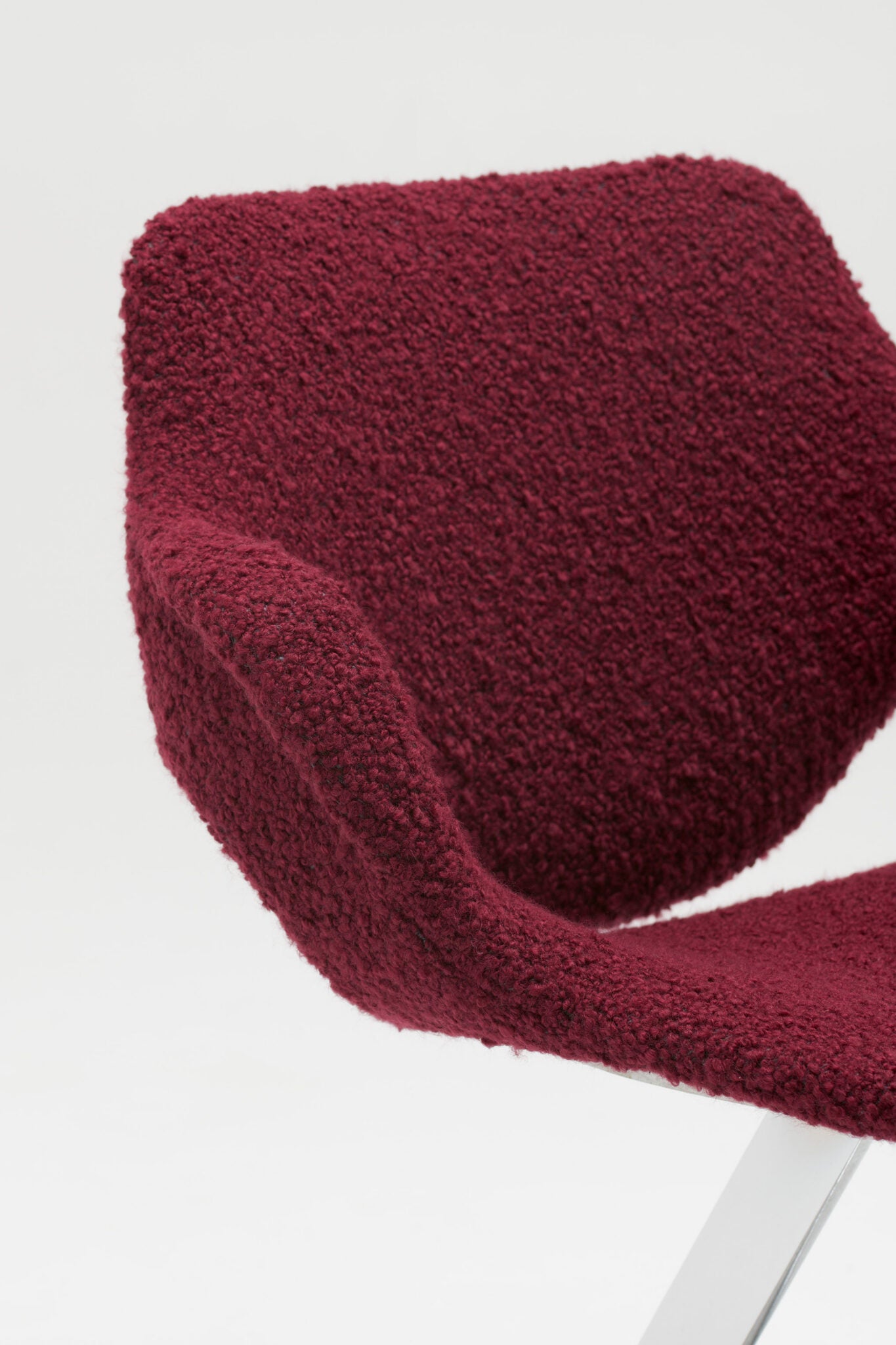 Boris Tabacoff Sculptural “Scimitar” Dining Set in Burgundy Bouclé