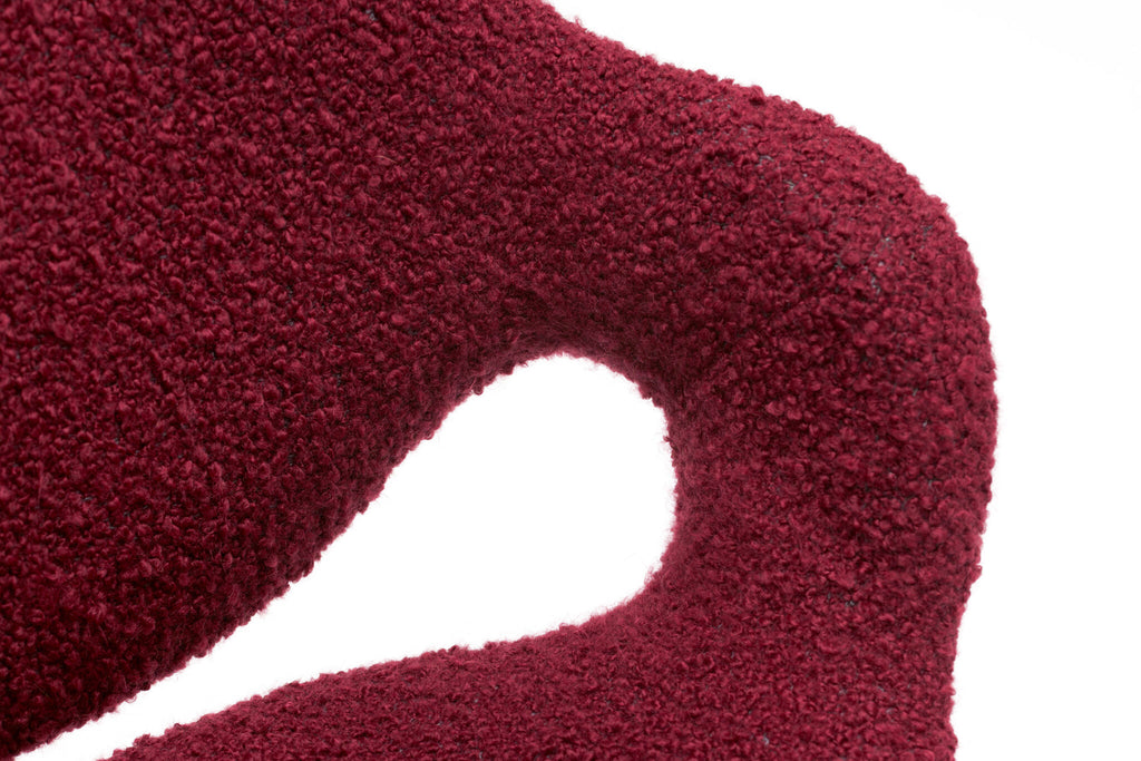 Boris Tabacoff Sculptural “Scimitar” Dining Set in Burgundy Bouclé