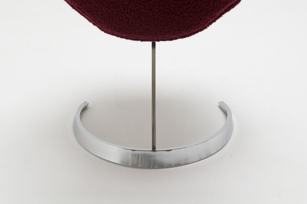 Boris Tabacoff Sculptural “Scimitar” Dining Set in Burgundy Bouclé