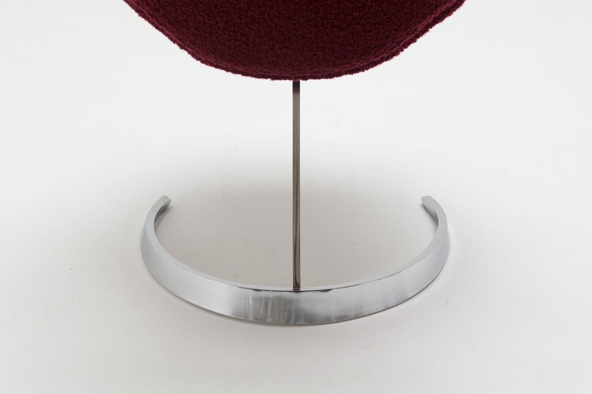 Boris Tabacoff Sculptural “Scimitar” Dining Set in Burgundy Bouclé