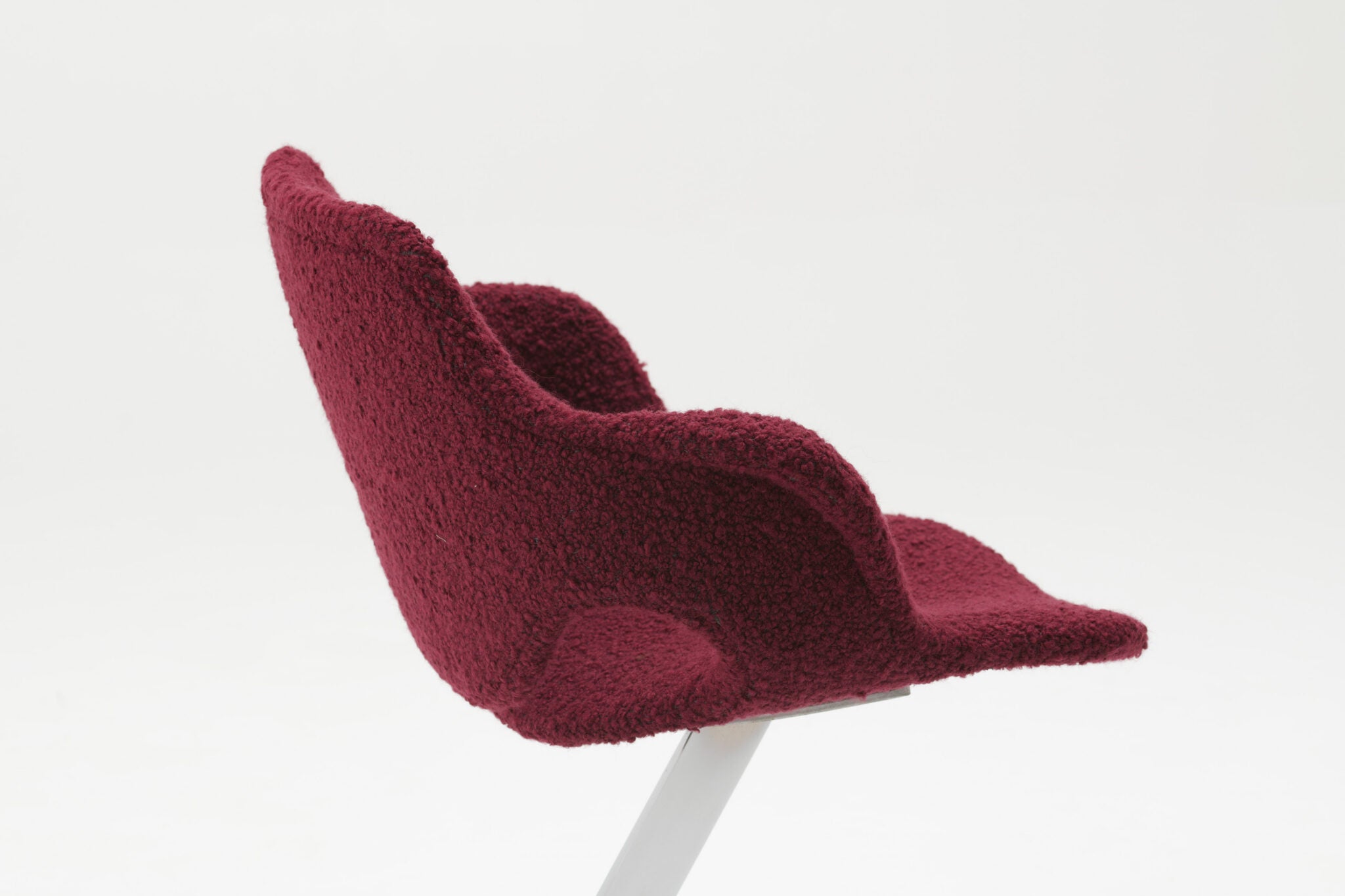 Boris Tabacoff Sculptural “Scimitar” Dining Set in Burgundy Bouclé
