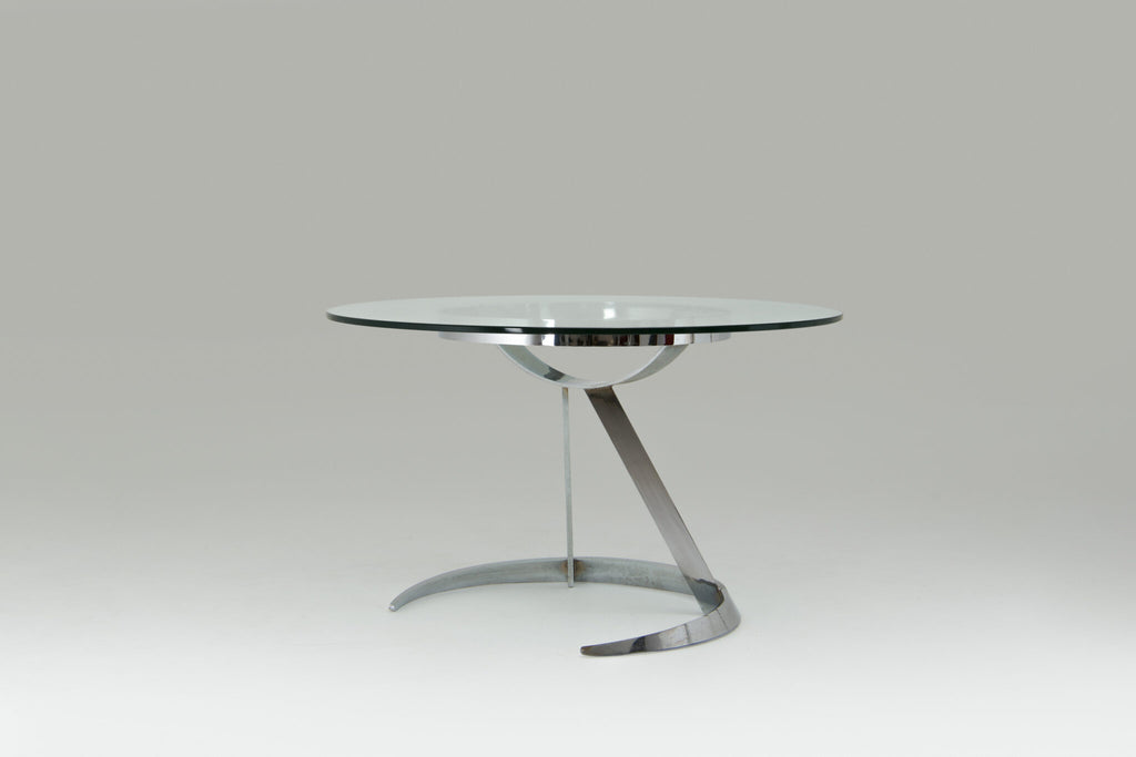 Boris Tabacoff Sculptural “Scimitar” Dining Set in Burgundy Bouclé