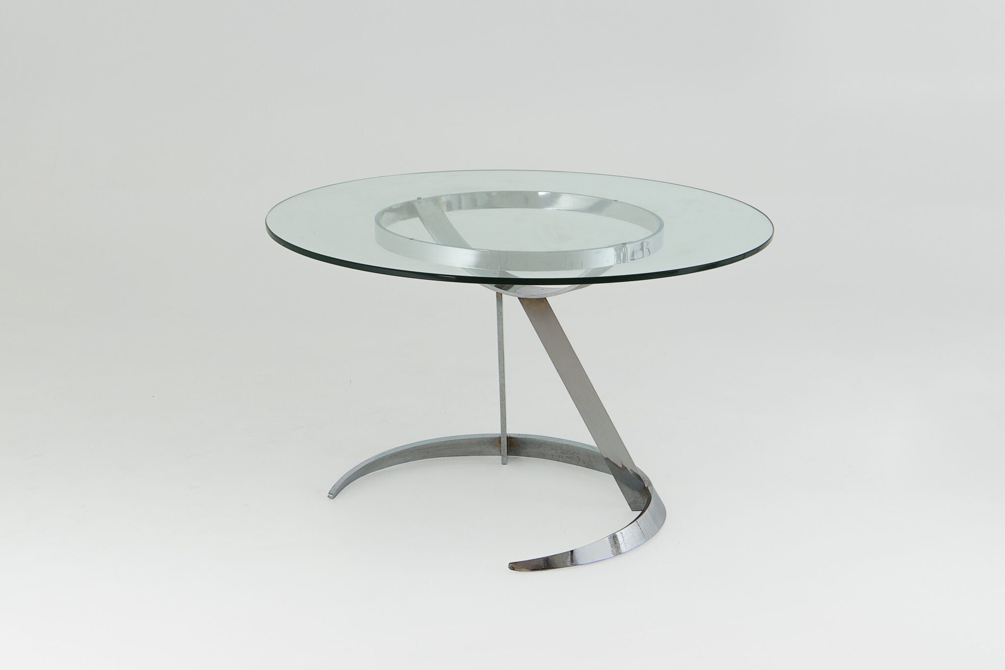 Boris Tabacoff Sculptural “Scimitar” Dining Set in Burgundy Bouclé