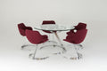 Boris Tabacoff Sculptural “Scimitar” Dining Set in Burgundy Bouclé