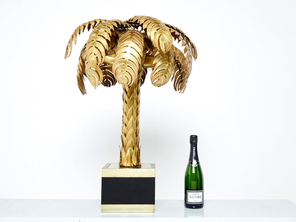 Brass palm tree lamp by Christian Techoueyres for Maison Jansen 1970s