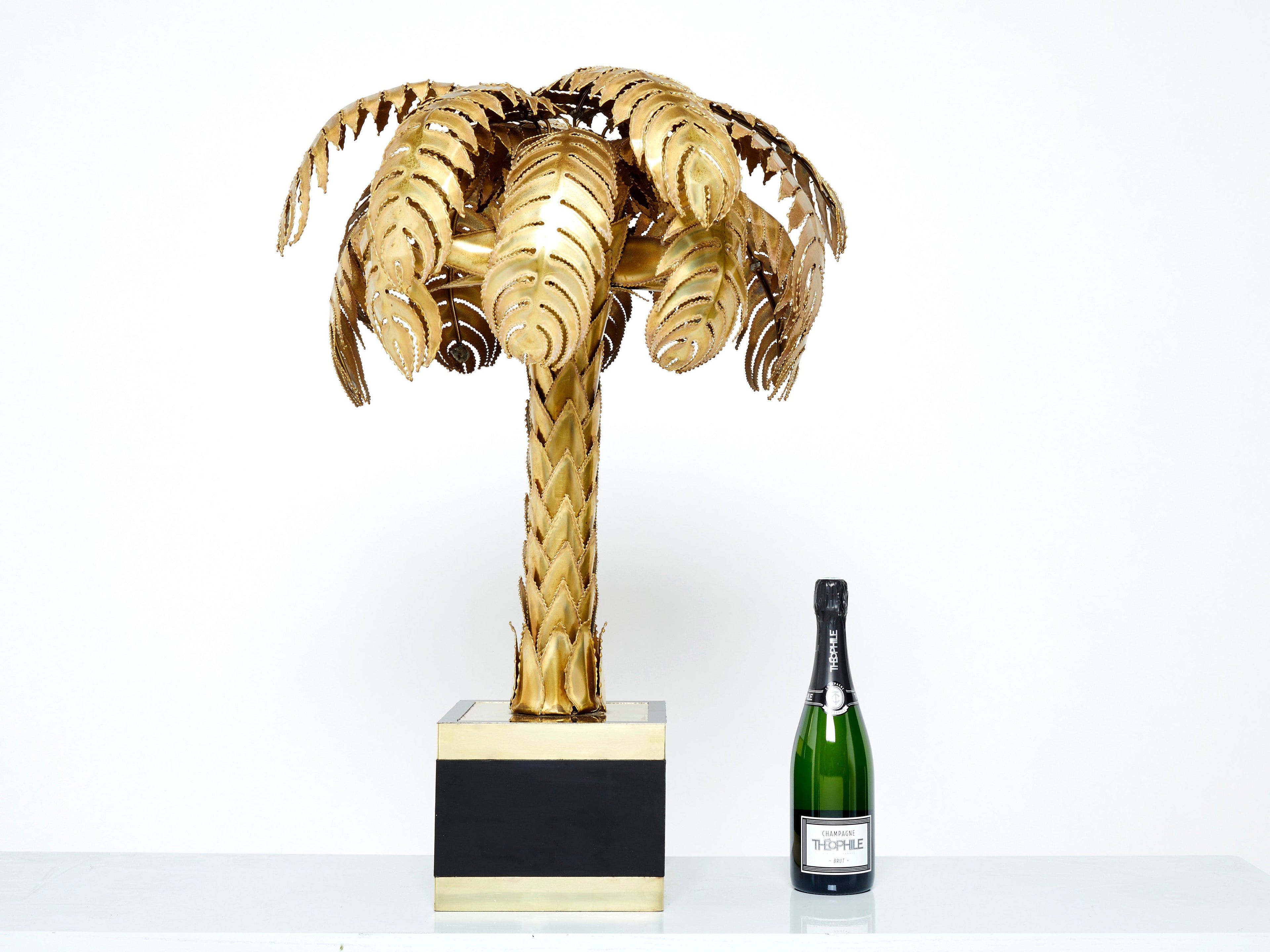 Brass palm tree lamp by Christian Techoueyres for Maison Jansen 1970s