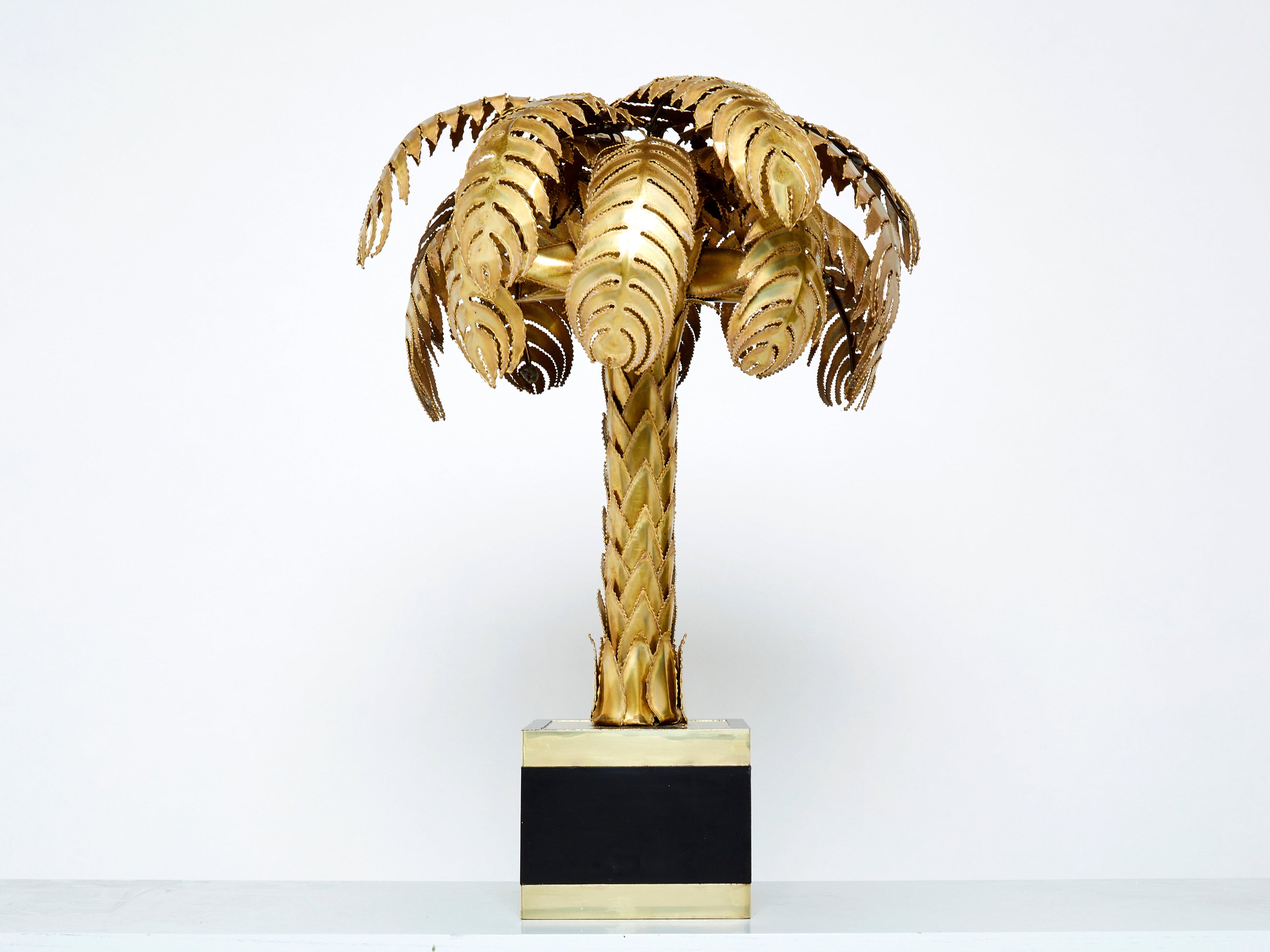 Brass palm tree lamp by Christian Techoueyres for Maison Jansen 1970s