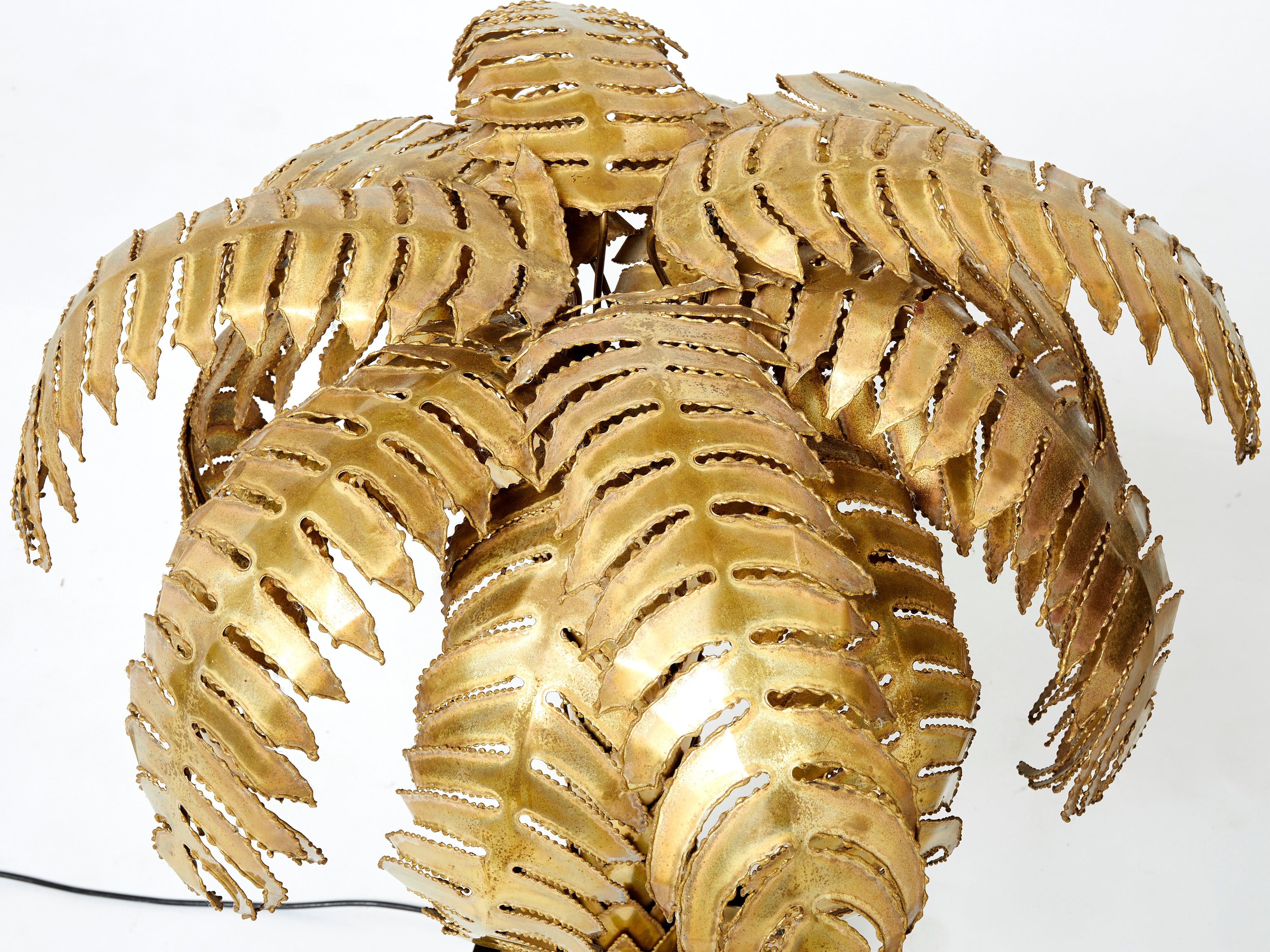 Brass palm tree lamp by Christian Techoueyres for Maison Jansen 1970s