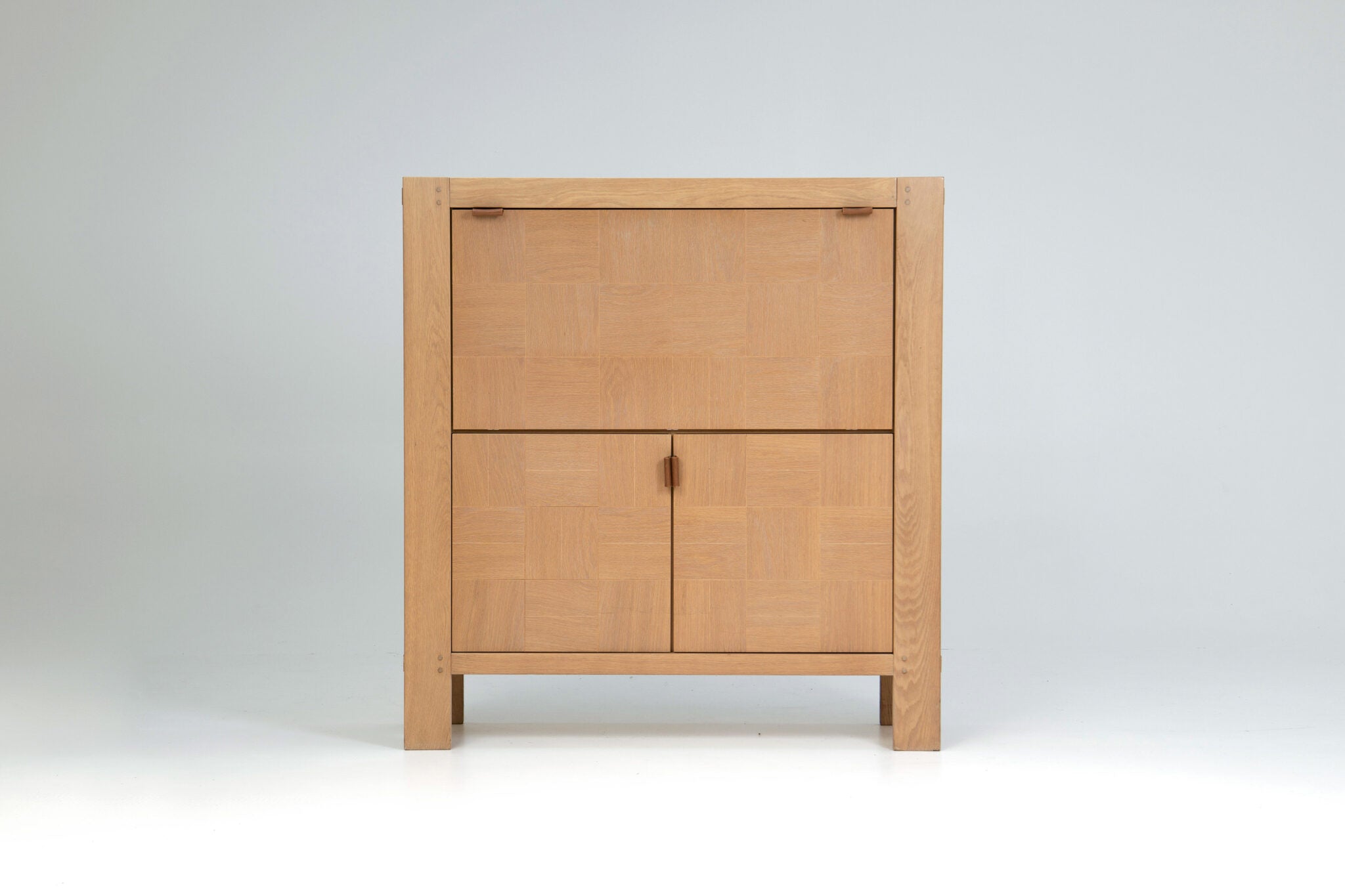 Frans Defour Brutalist graphical oak highboard