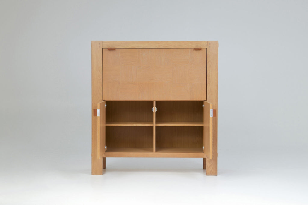Frans Defour Brutalist graphical oak highboard