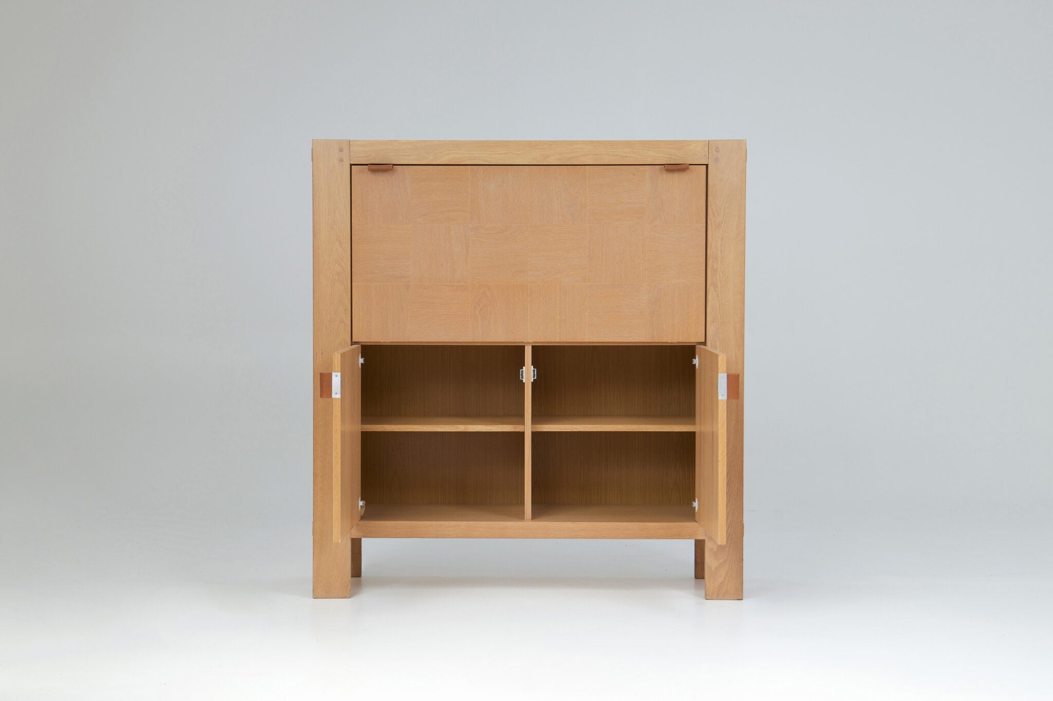 Frans Defour Brutalist graphical oak highboard