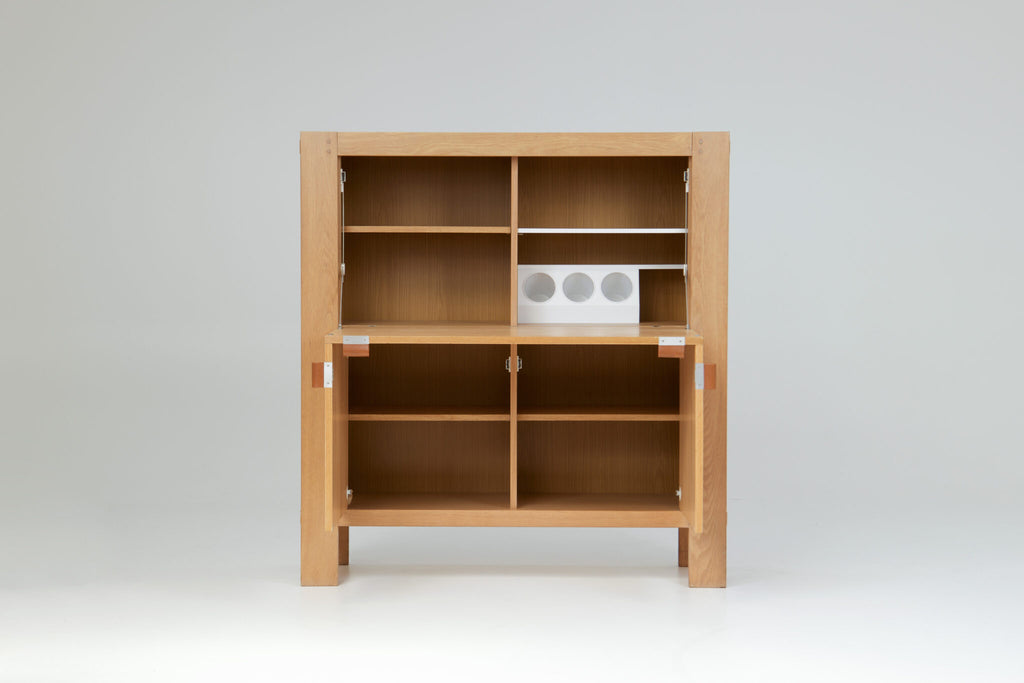 Frans Defour Brutalist graphical oak highboard