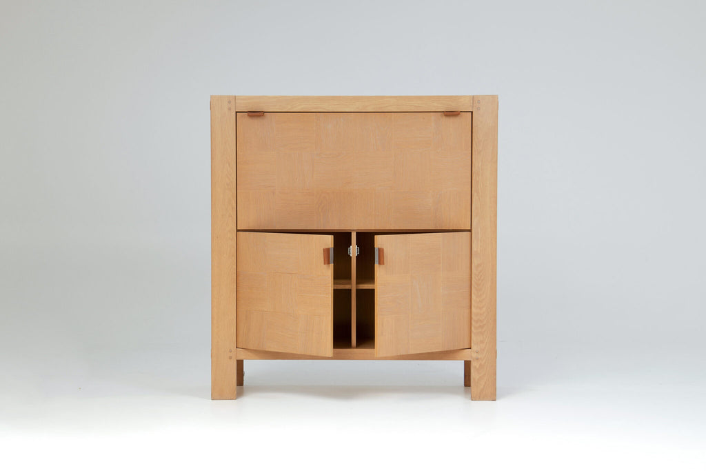Frans Defour Brutalist graphical oak highboard