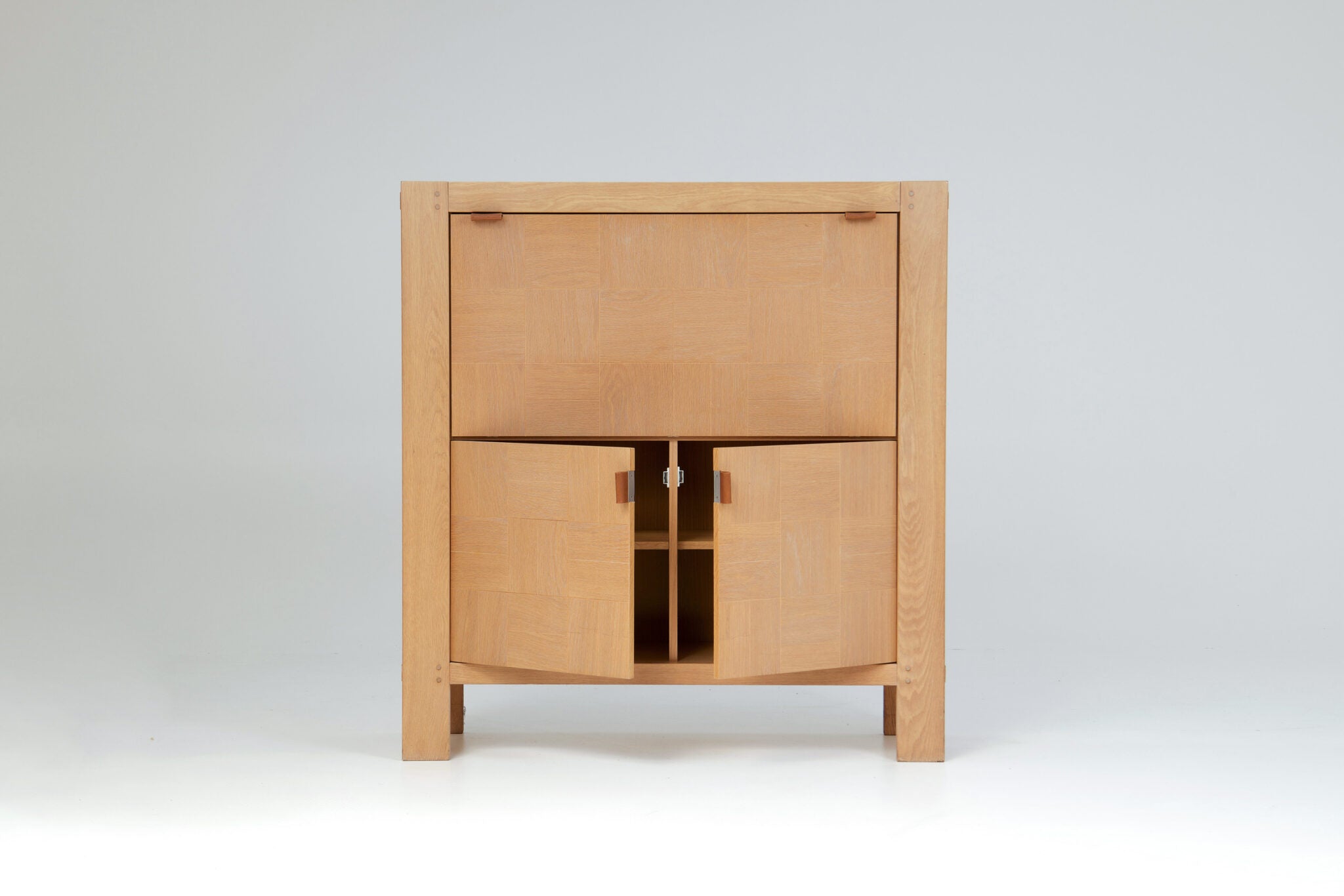 Frans Defour Brutalist graphical oak highboard
