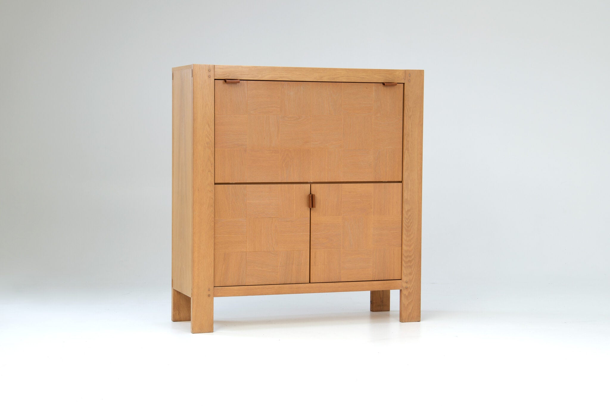 Frans Defour Brutalist graphical oak highboard
