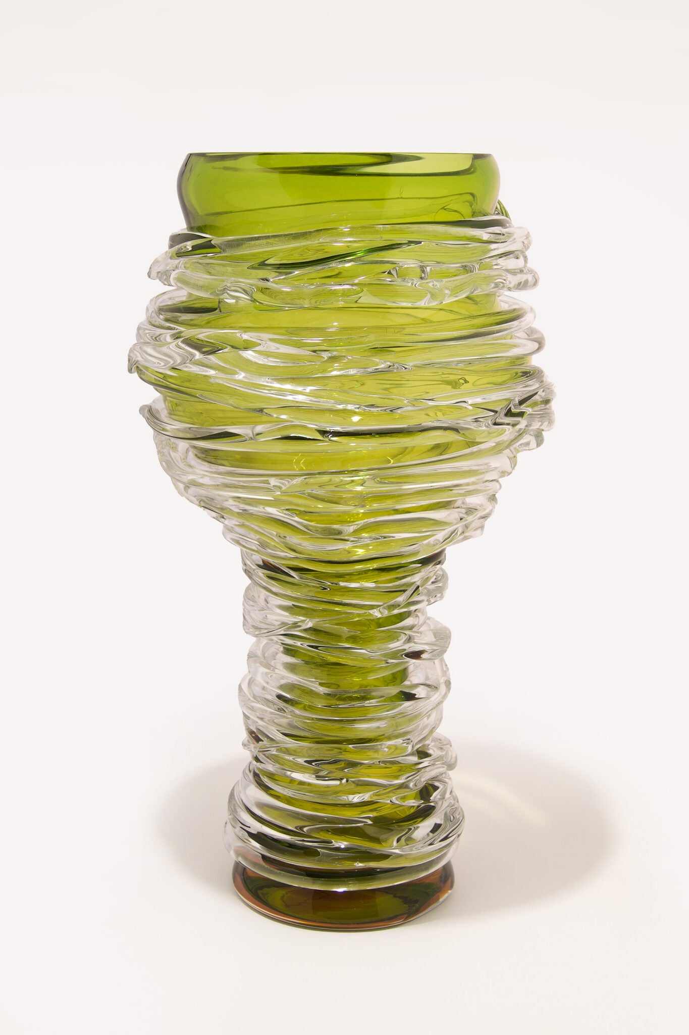l'Anverre, Sem Schanzer ‘Tamtam Honey’ Vase in Crystal and Green Glass