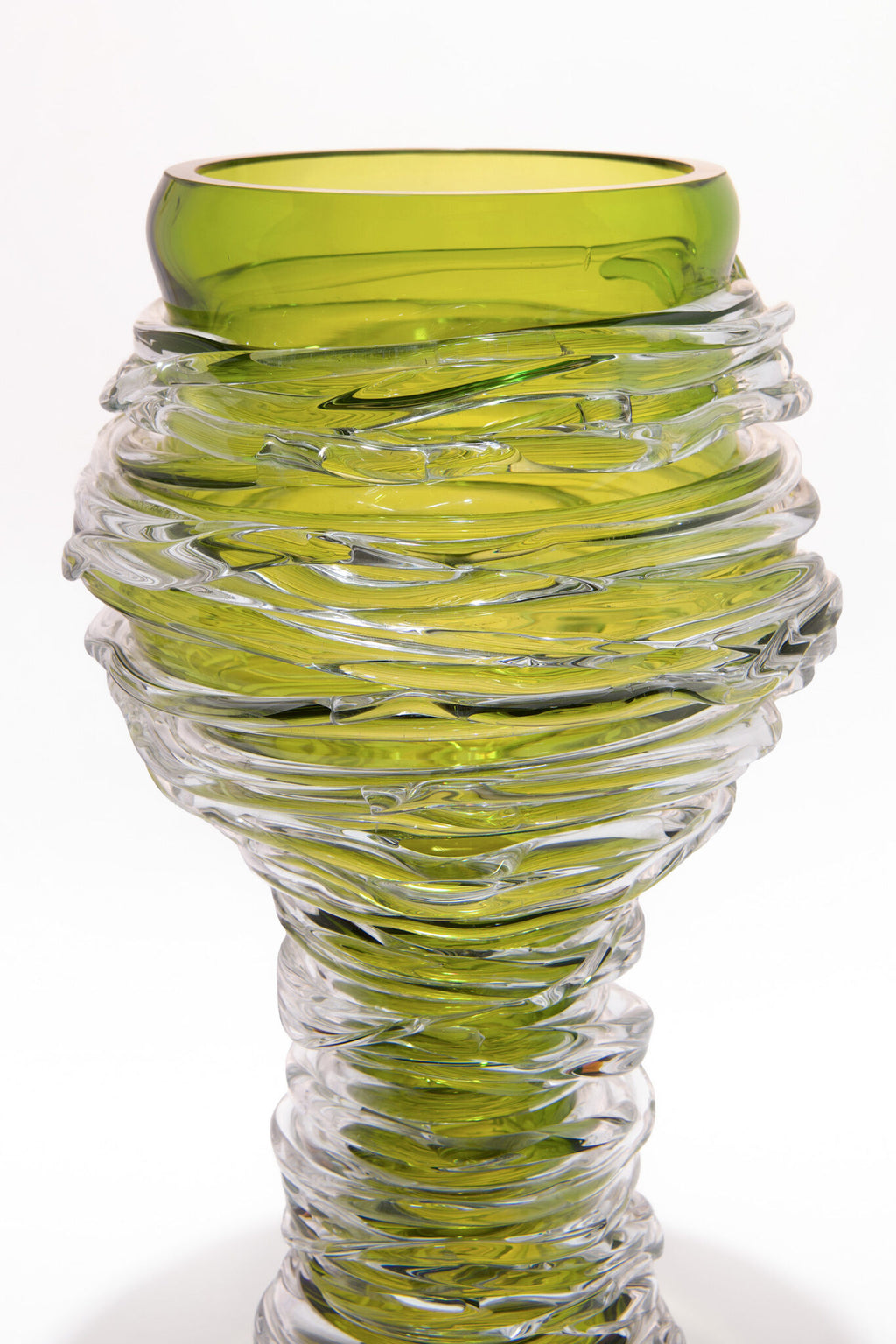 l'Anverre, Sem Schanzer ‘Tamtam Honey’ Vase in Crystal and Green Glass