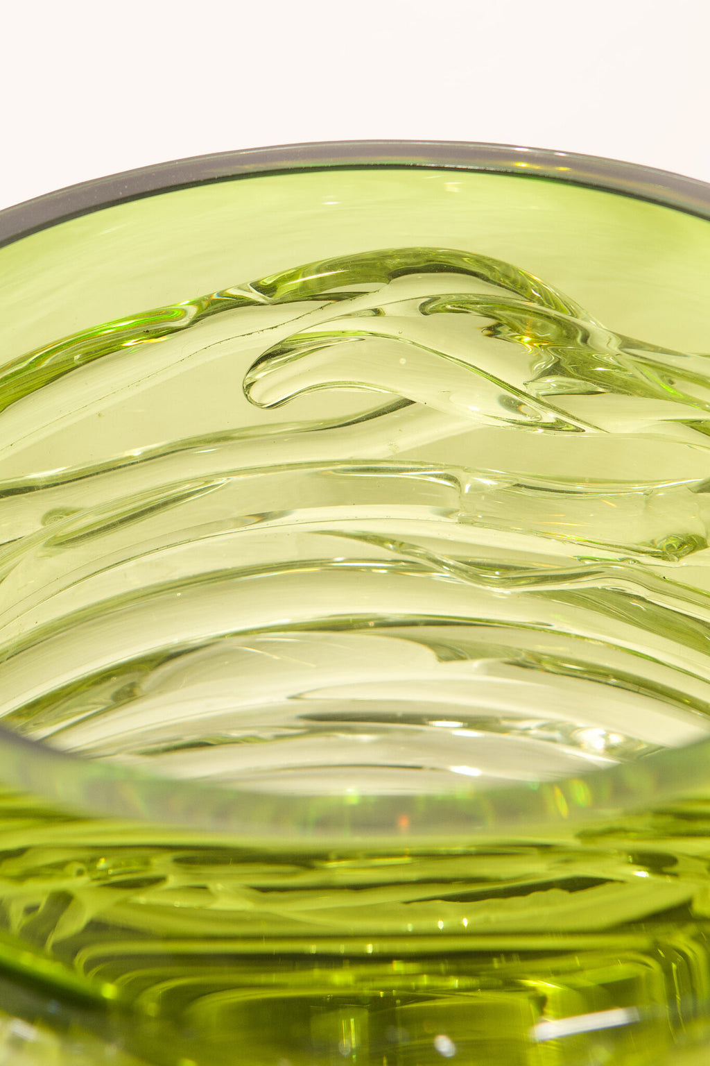 l'Anverre, Sem Schanzer ‘Tamtam Honey’ Vase in Crystal and Green Glass