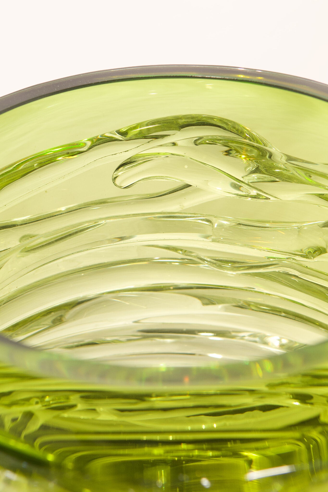 l'Anverre, Sem Schanzer ‘Tamtam Honey’ Vase in Crystal and Green Glass