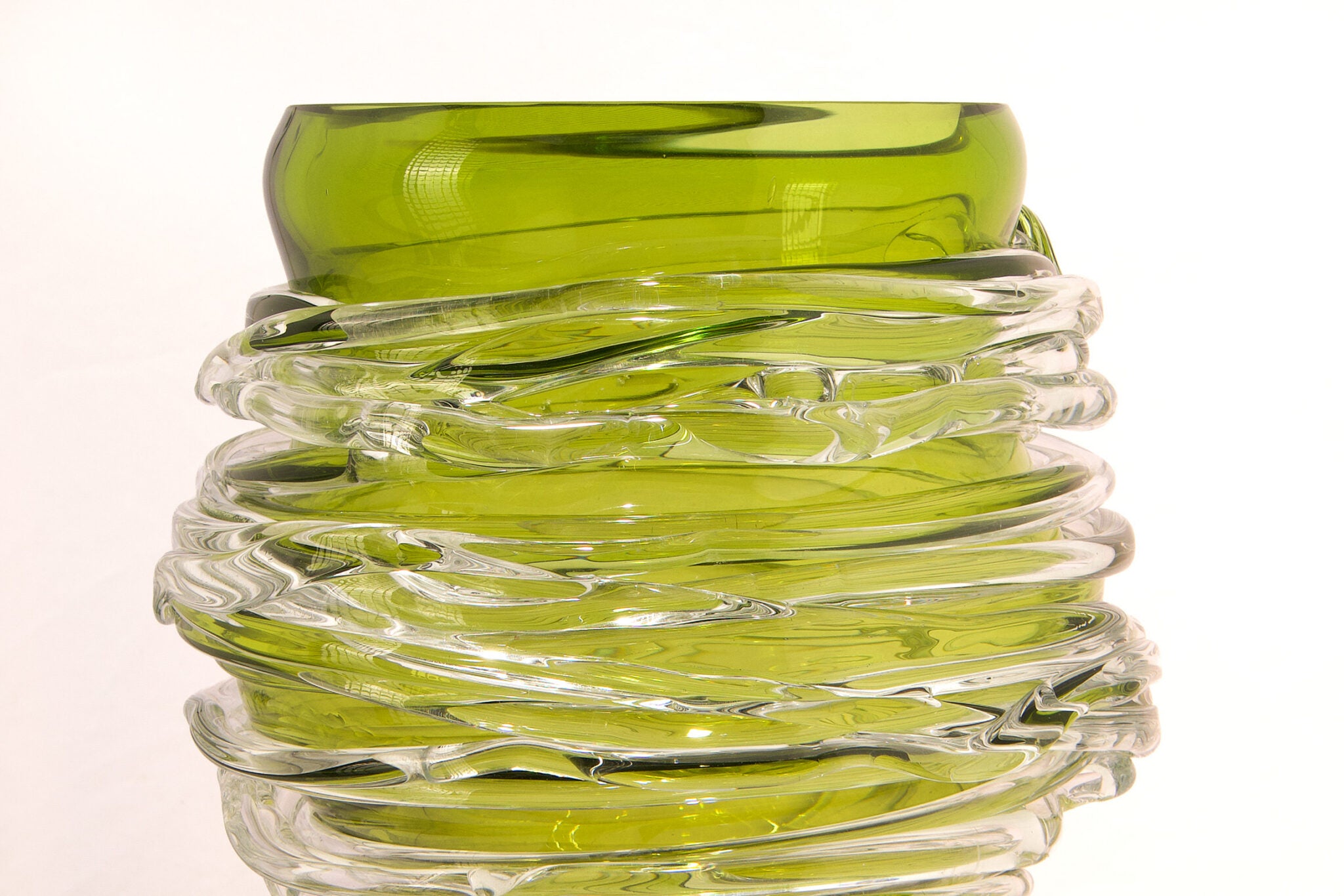 l'Anverre, Sem Schanzer ‘Tamtam Honey’ Vase in Crystal and Green Glass