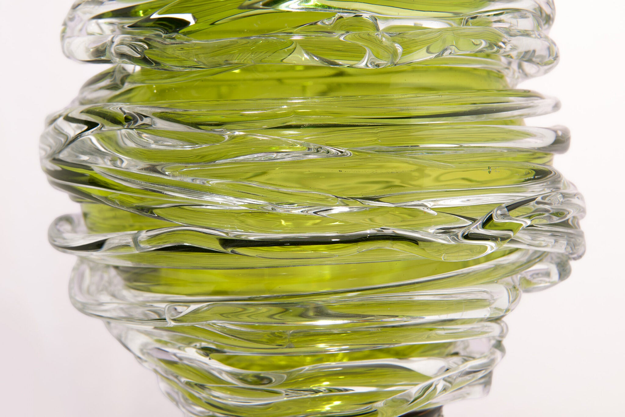 l'Anverre, Sem Schanzer ‘Tamtam Honey’ Vase in Crystal and Green Glass
