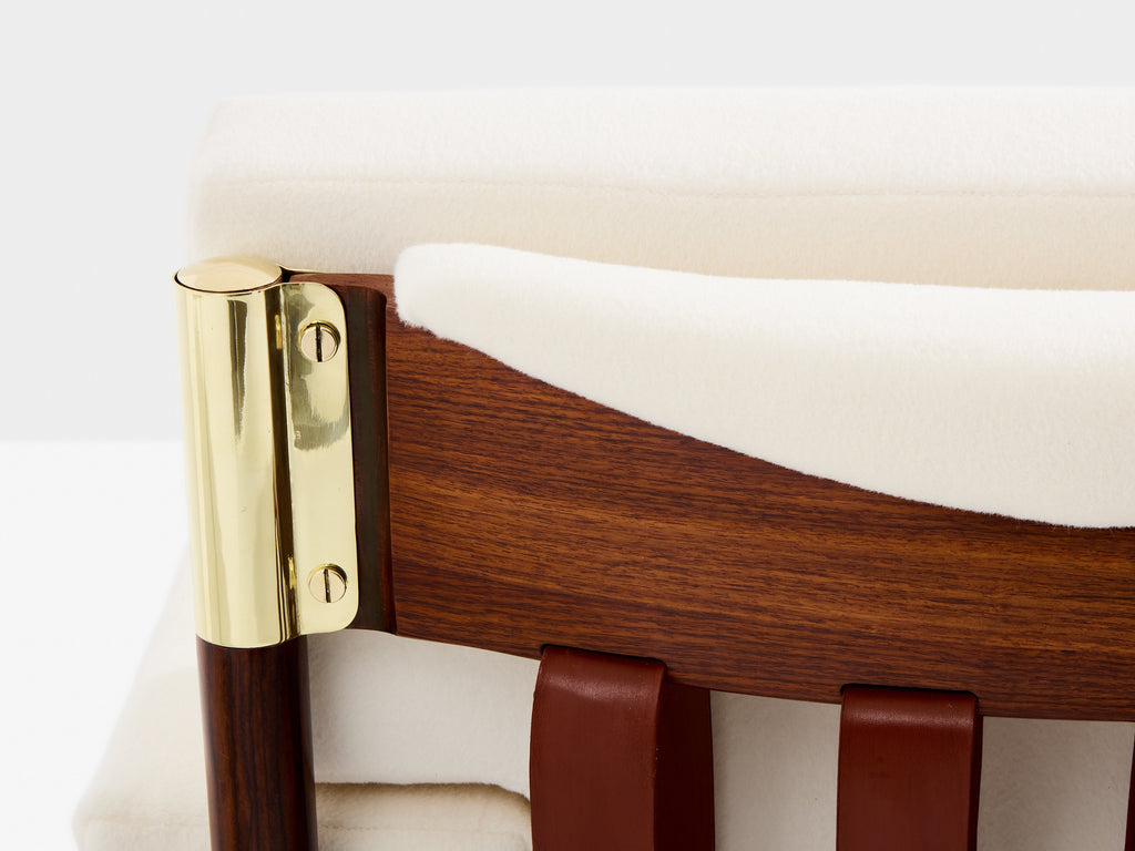Carlo De Carli pair of armchairs rosewood brass leather 1966