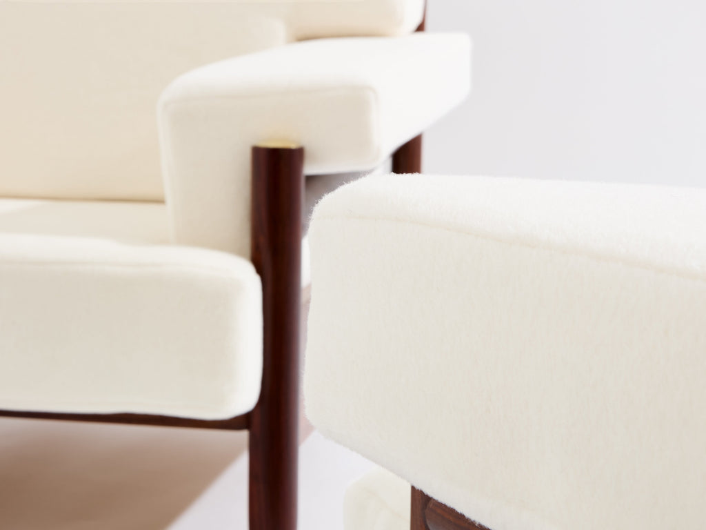Carlo De Carli pair of armchairs rosewood brass leather 1966