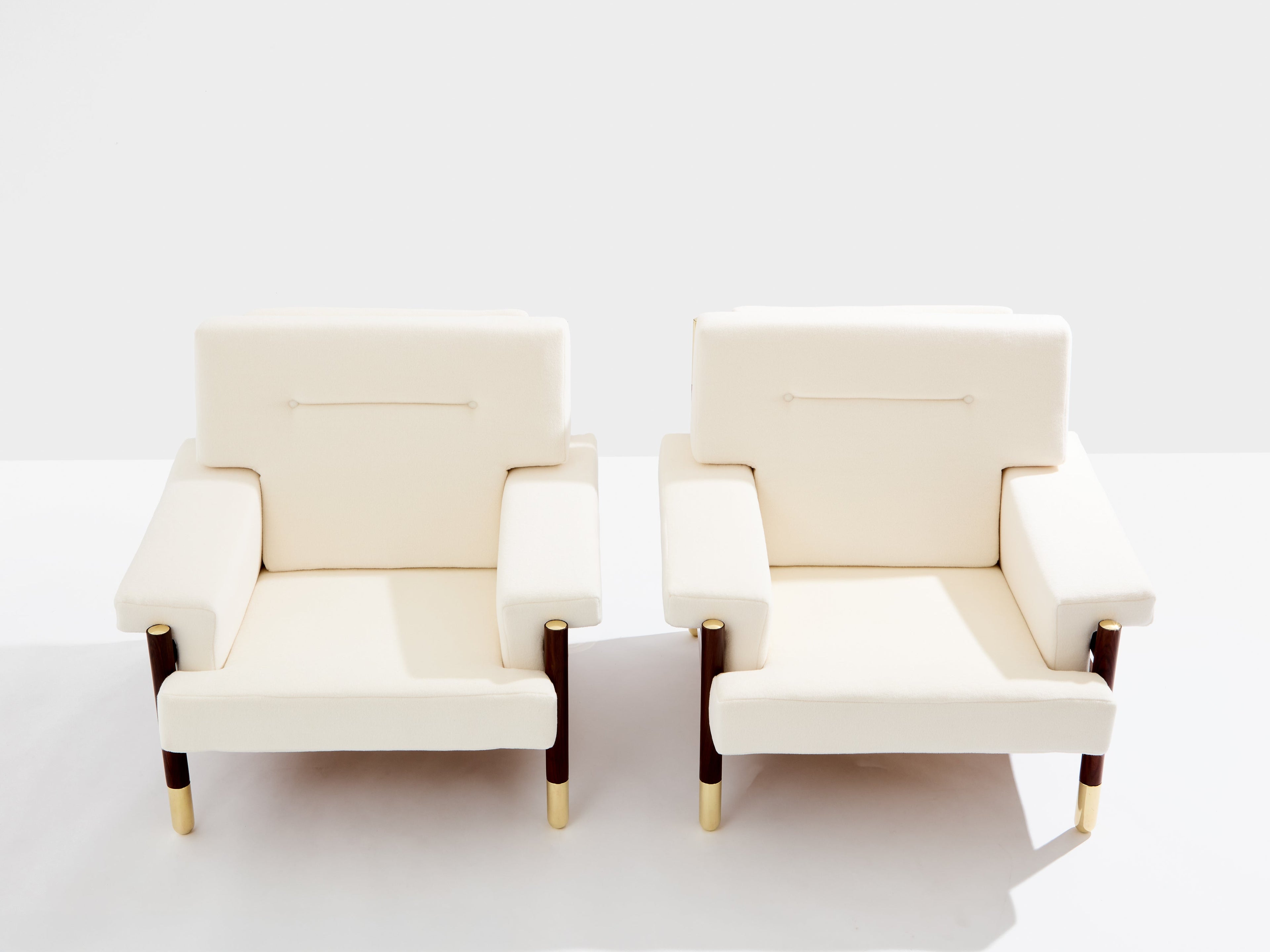 Carlo De Carli pair of armchairs rosewood brass leather 1966