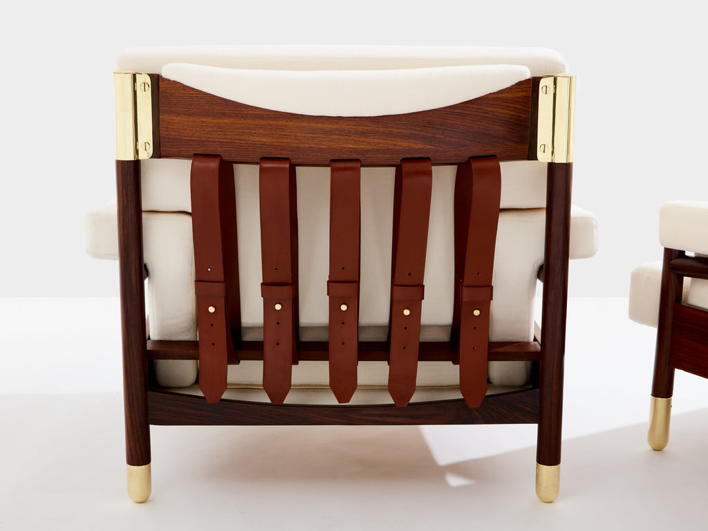 Carlo De Carli pair of armchairs rosewood brass leather 1966