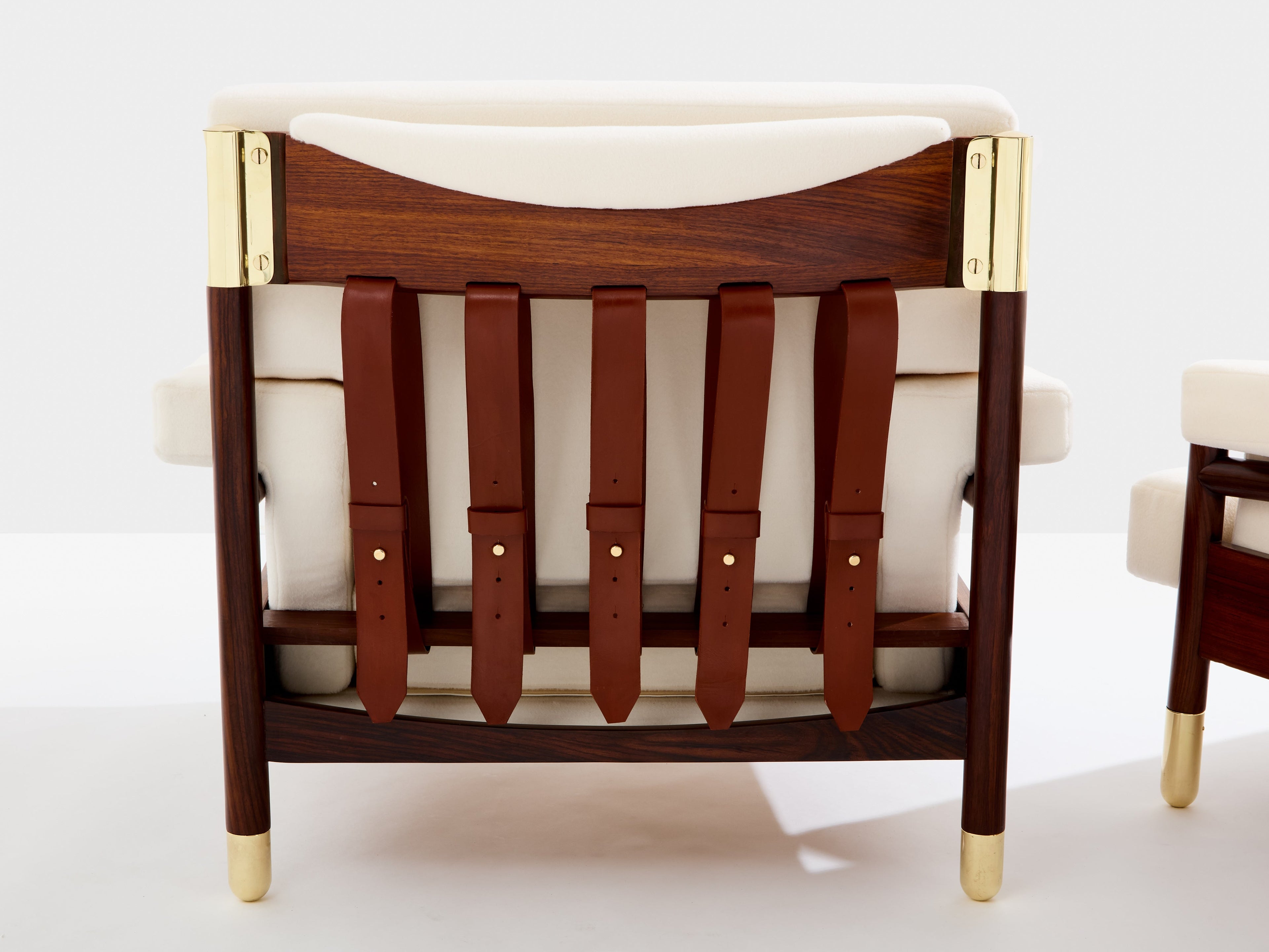 Carlo De Carli pair of armchairs rosewood brass leather 1966