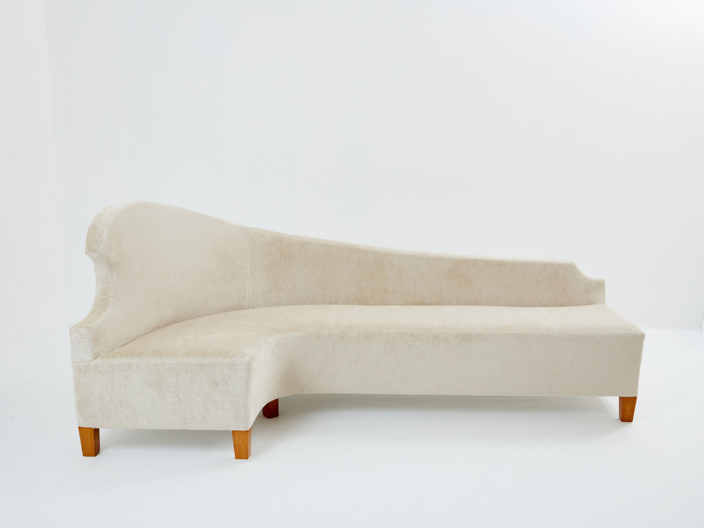 Cesare Lacca three seater curved sofa linen velvet 1950s