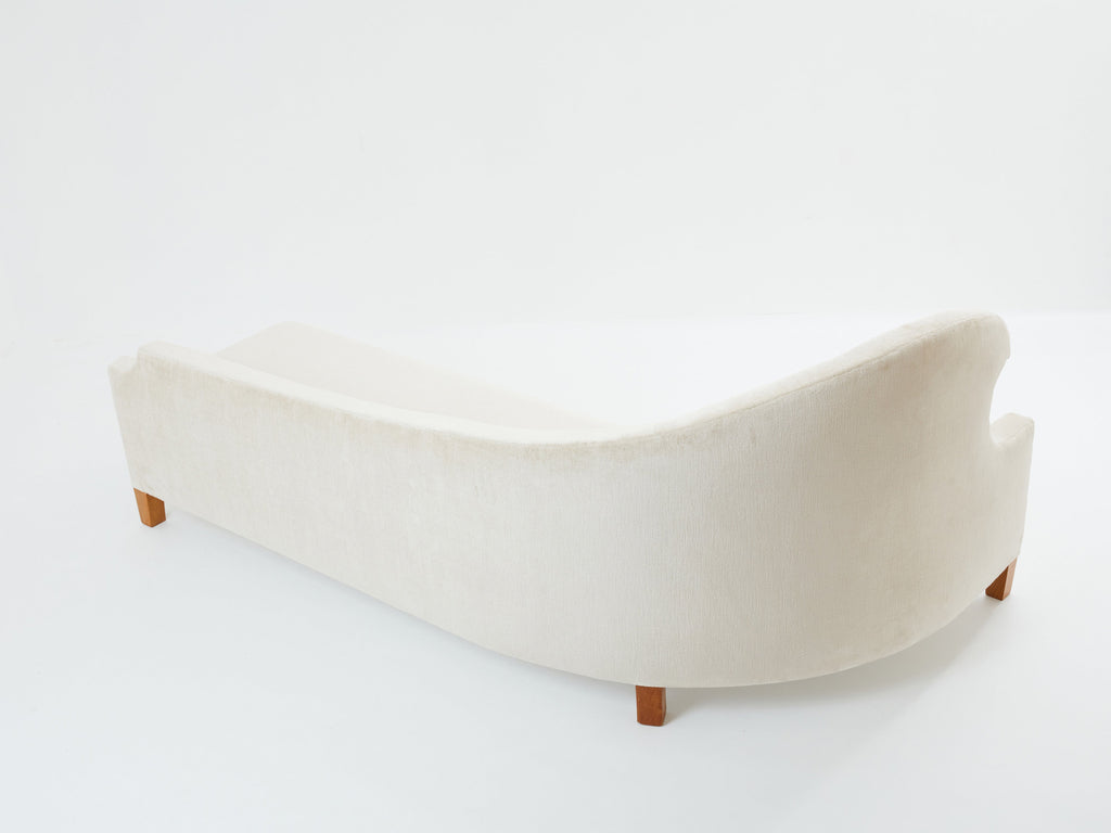 Cesare Lacca three seater curved sofa linen velvet 1950s