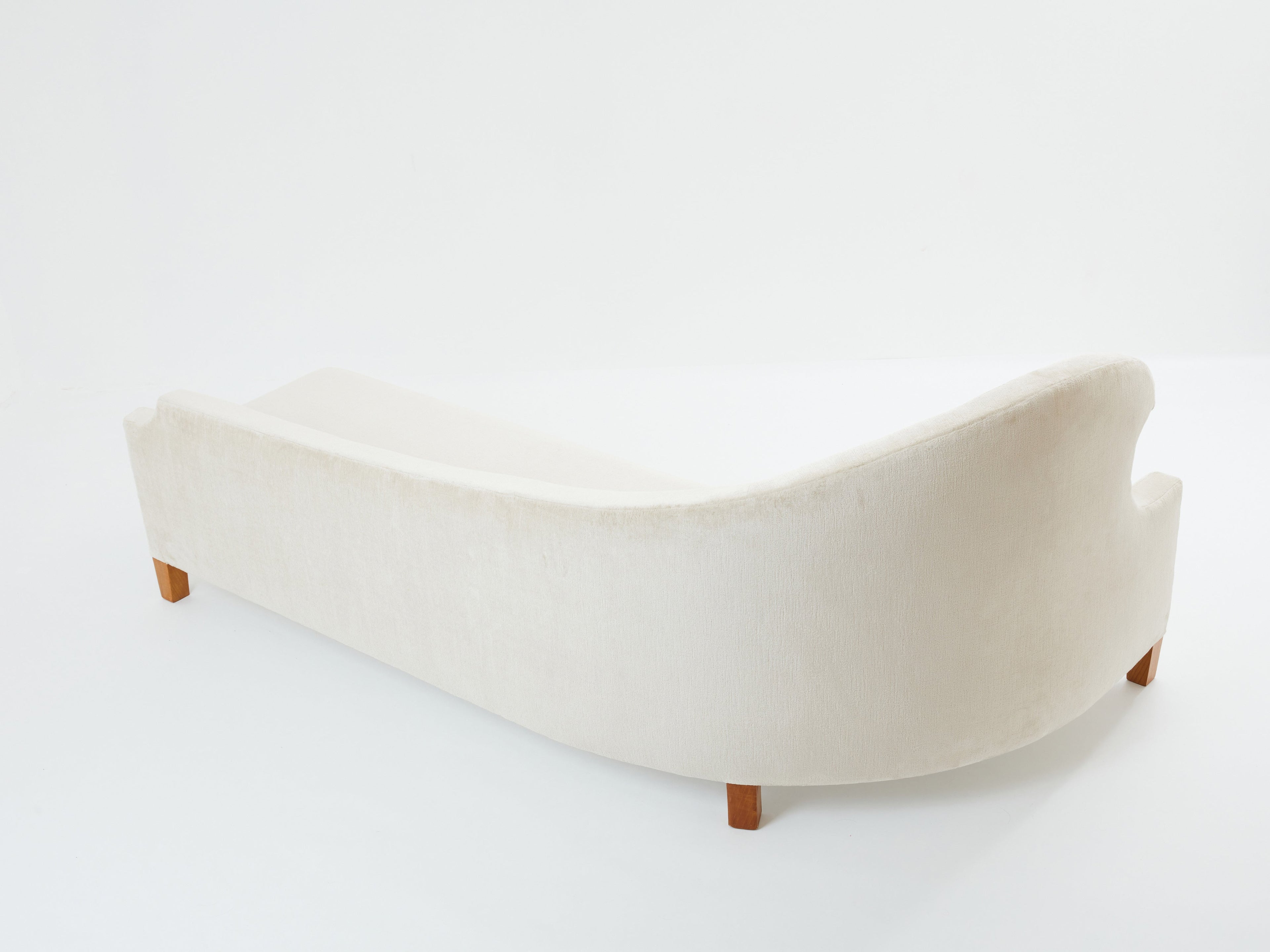 Cesare Lacca three seater curved sofa linen velvet 1950s