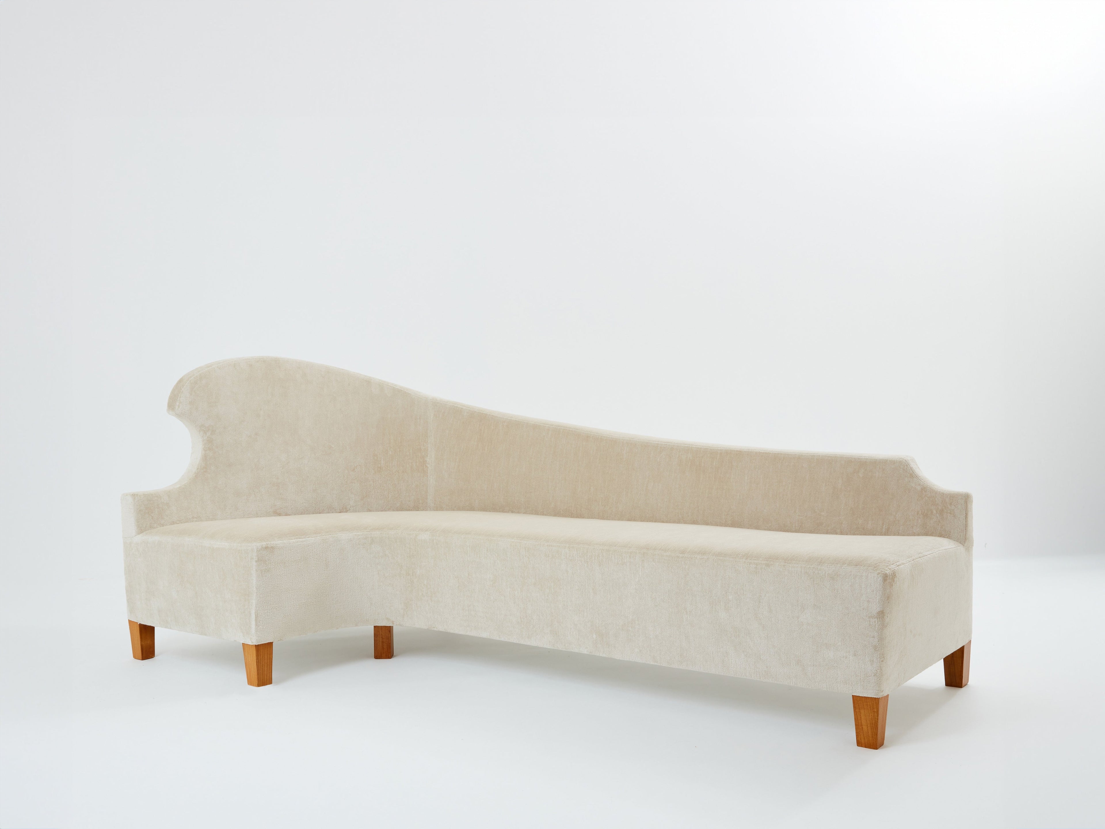 Cesare Lacca three seater curved sofa linen velvet 1950s