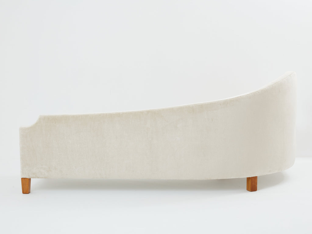 Cesare Lacca three seater curved sofa linen velvet 1950s