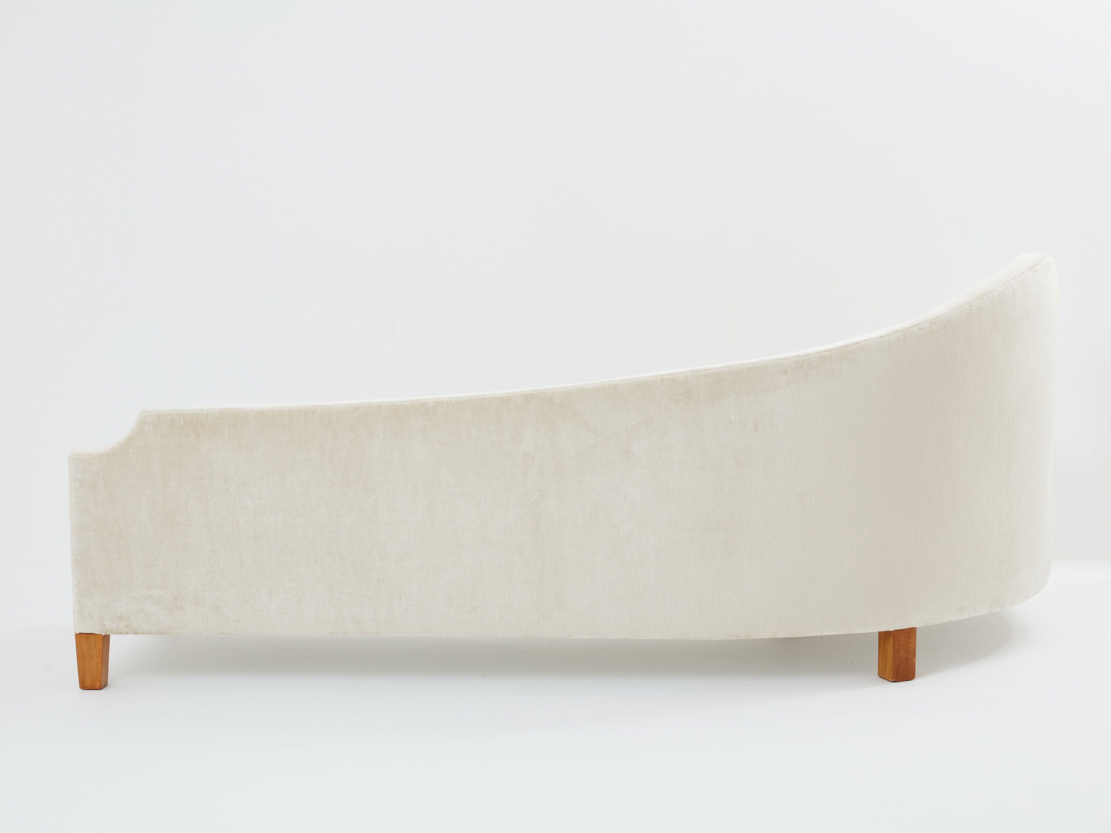 Cesare Lacca three seater curved sofa linen velvet 1950s