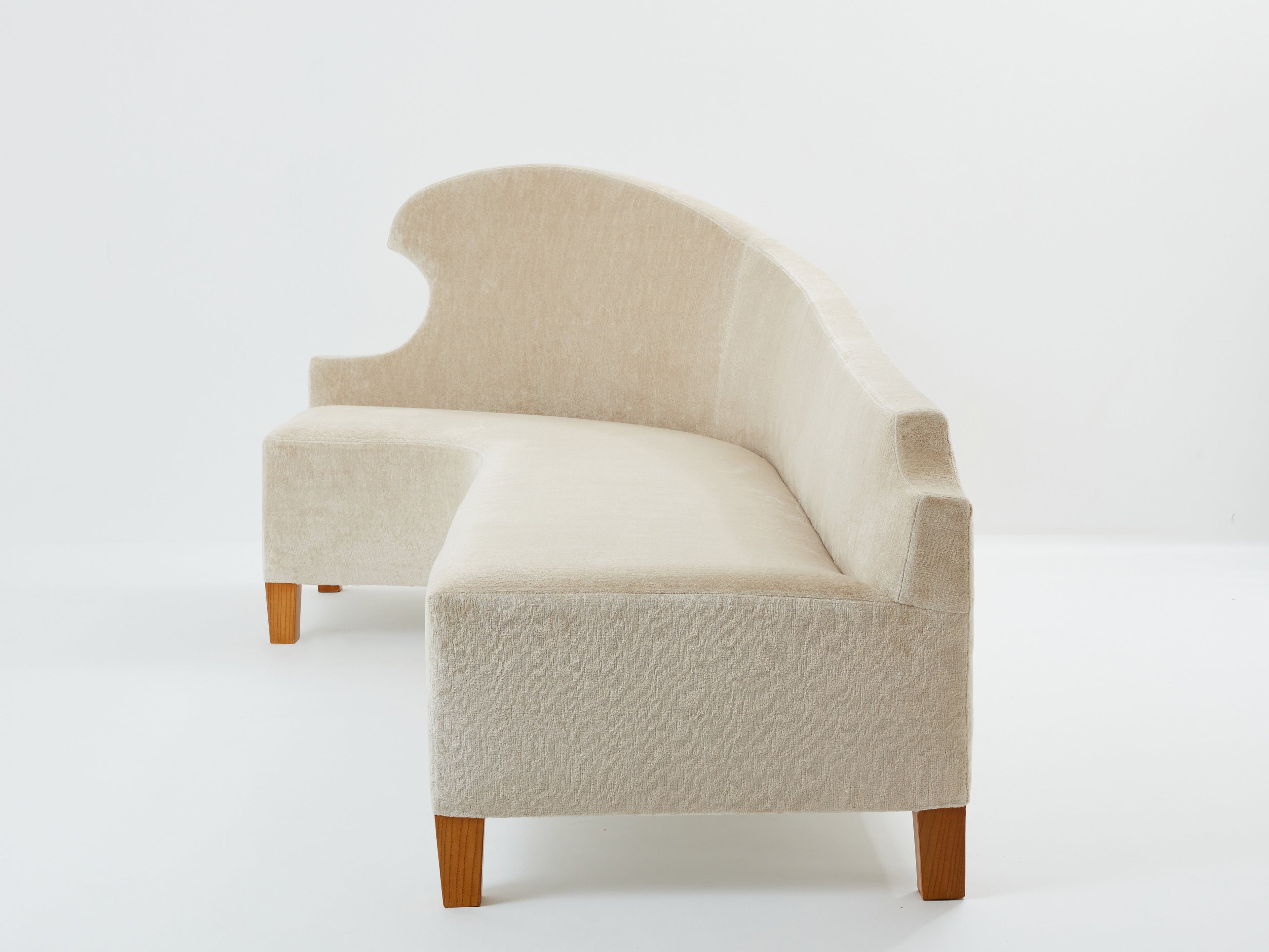 Cesare Lacca three seater curved sofa linen velvet 1950s