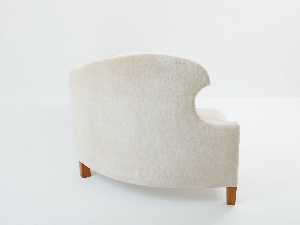 Cesare Lacca three seater curved sofa linen velvet 1950s