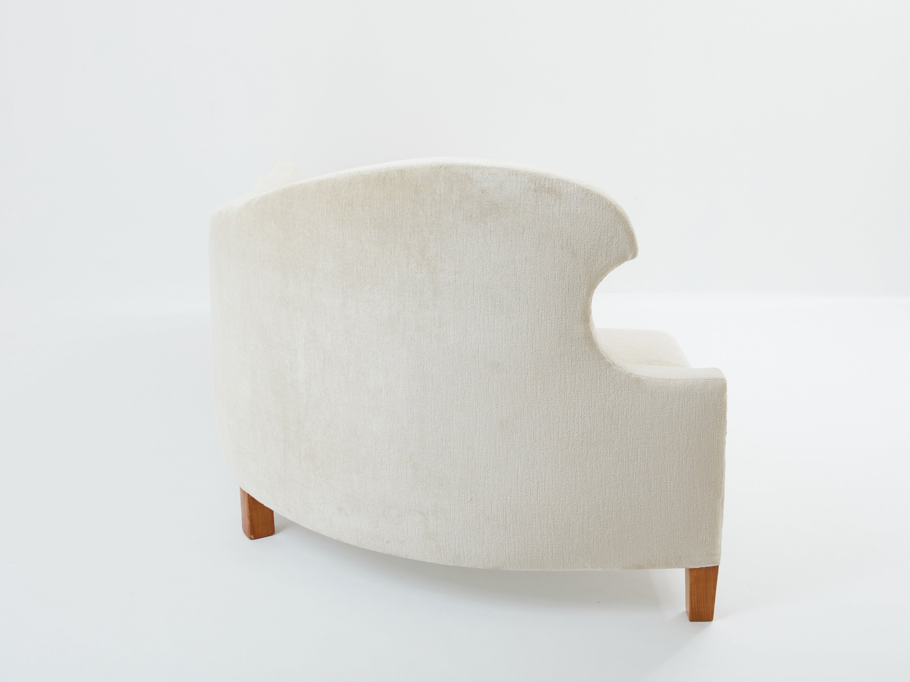 Cesare Lacca three seater curved sofa linen velvet 1950s