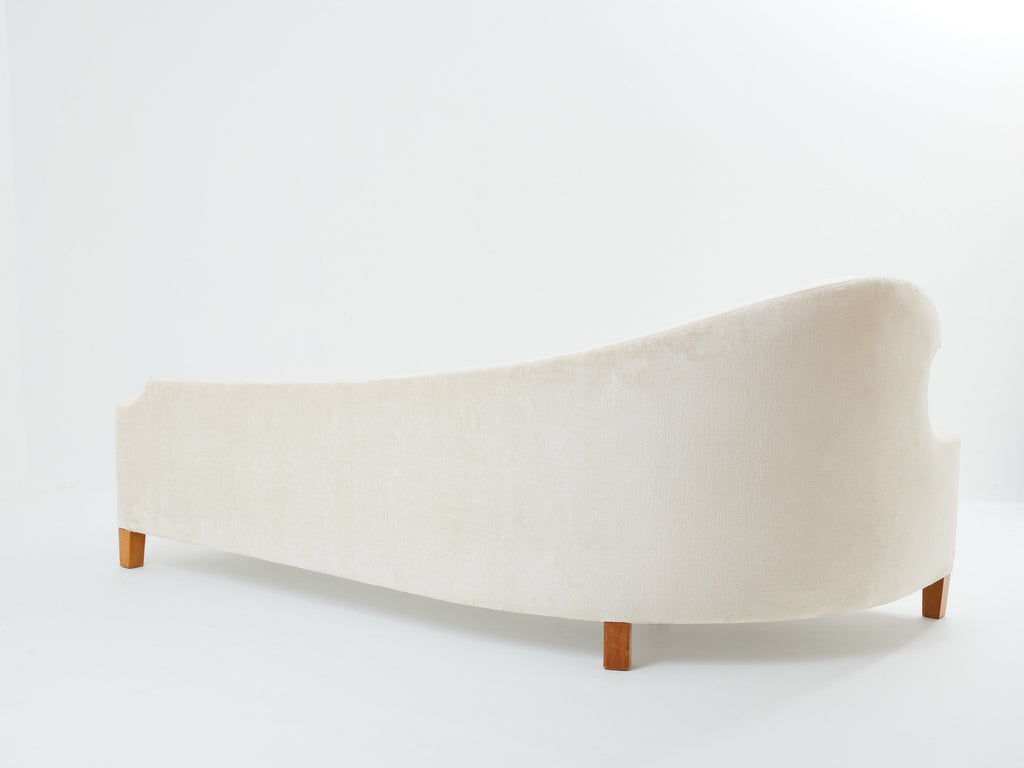 Cesare Lacca three seater curved sofa linen velvet 1950s