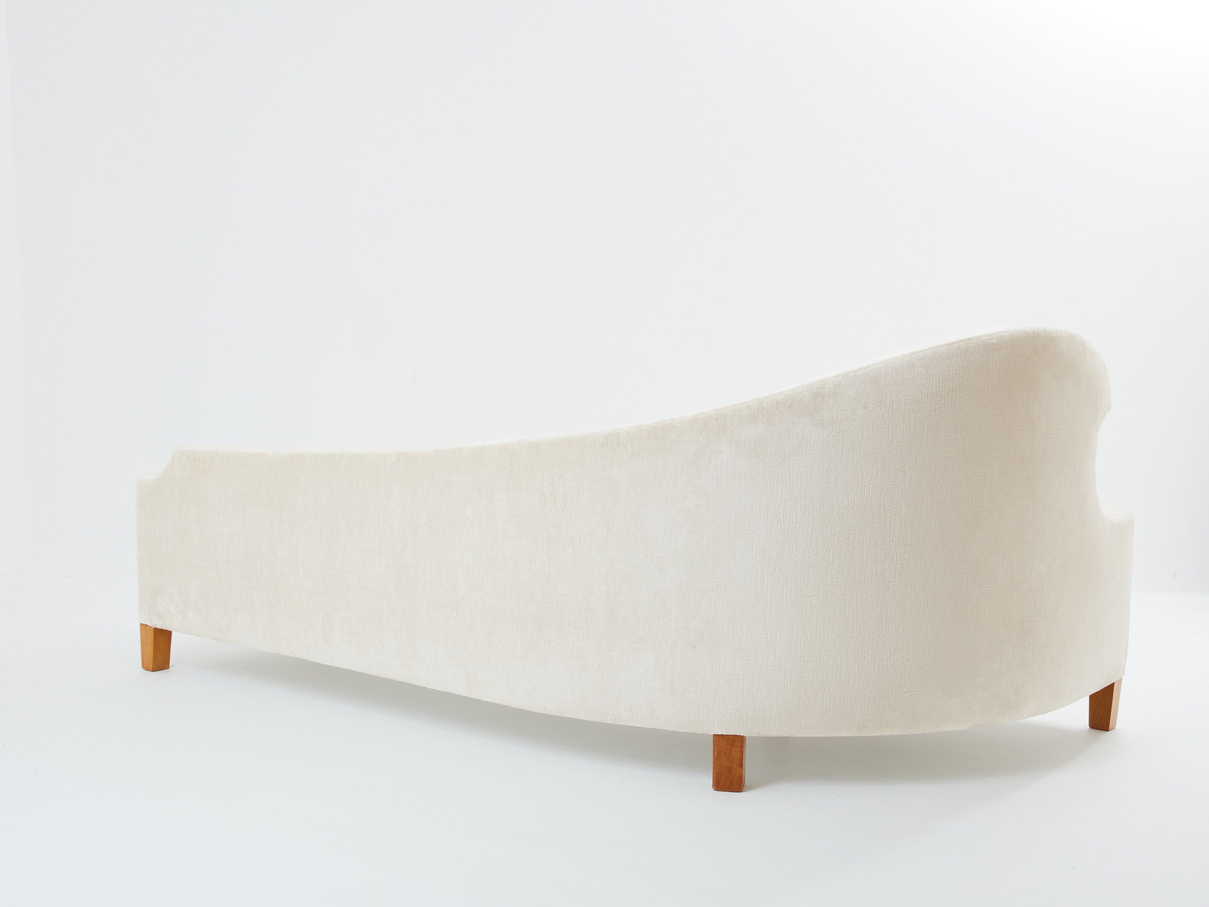 Cesare Lacca three seater curved sofa linen velvet 1950s