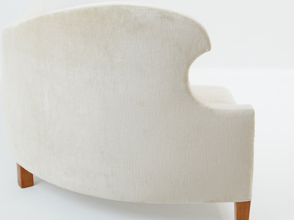 Cesare Lacca three seater curved sofa linen velvet 1950s