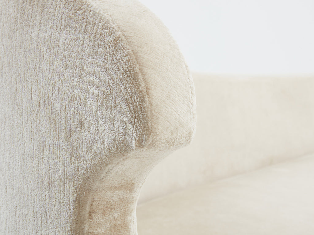 Cesare Lacca three seater curved sofa linen velvet 1950s